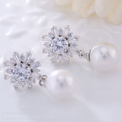 雪花珍珠女性精美耳环 饰品定制工厂如何以匠心工艺诠释质量上乘